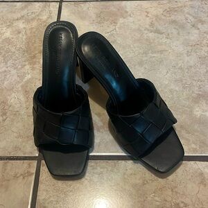 Black Bottega type mules heels